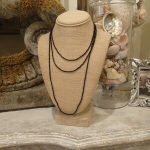 Tiny Black Seed Bead Boho Long Layering Minimalist Bohemian Hippie Necklace